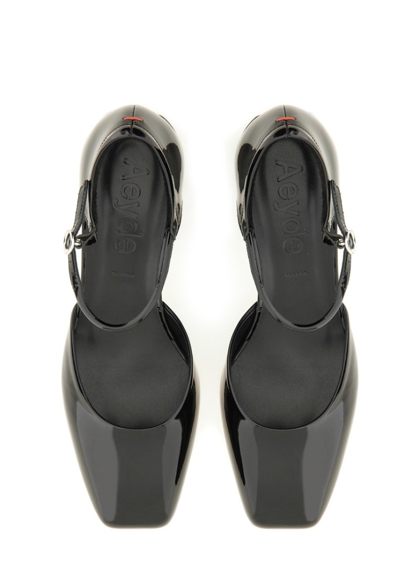 Aeyde Black Magda Leather Mary-jane Heels