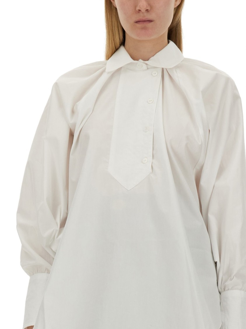 Patou Relaxed Fit Cotton Blouse With High Neck In White