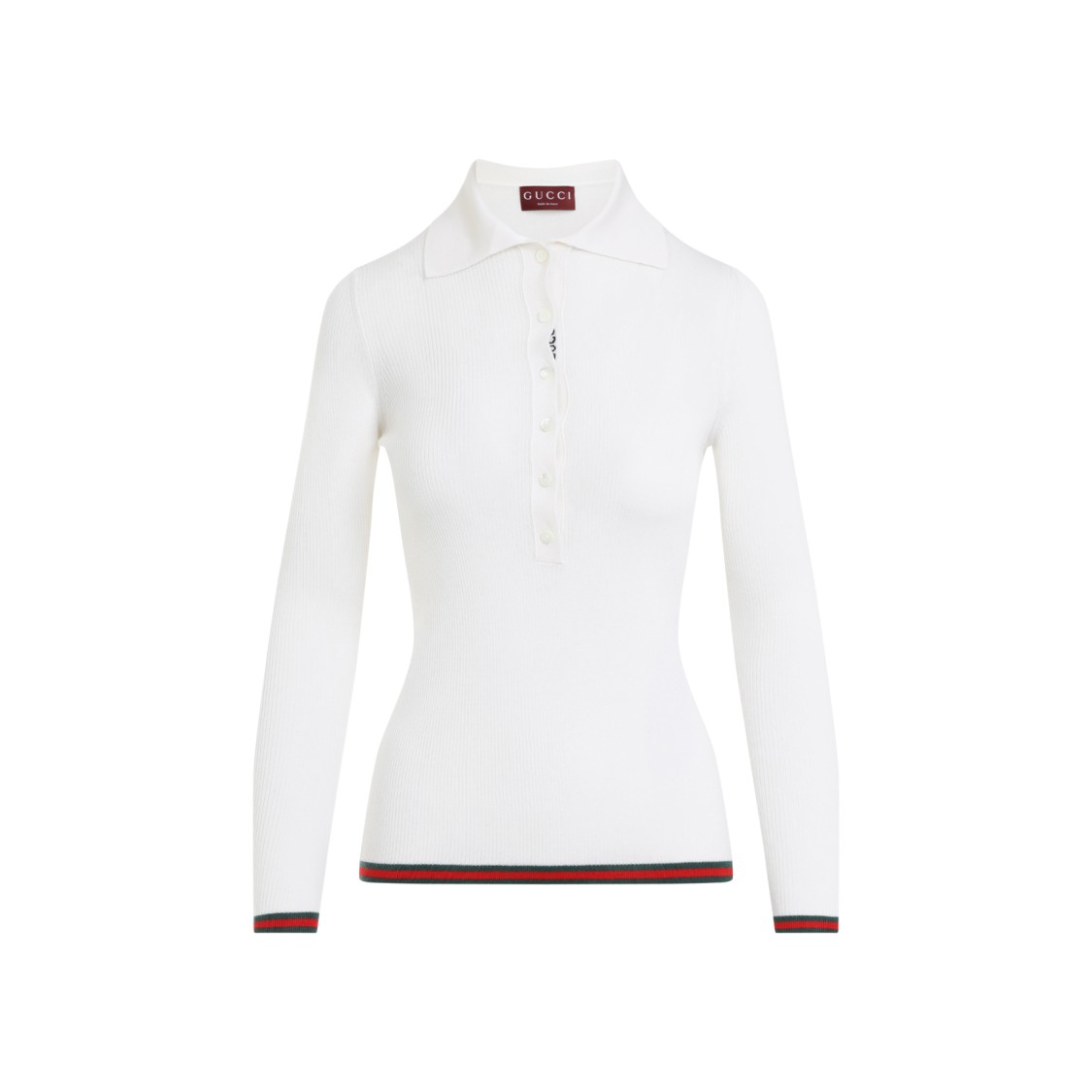 Gucci Fitted Long-sleeve Polo In White