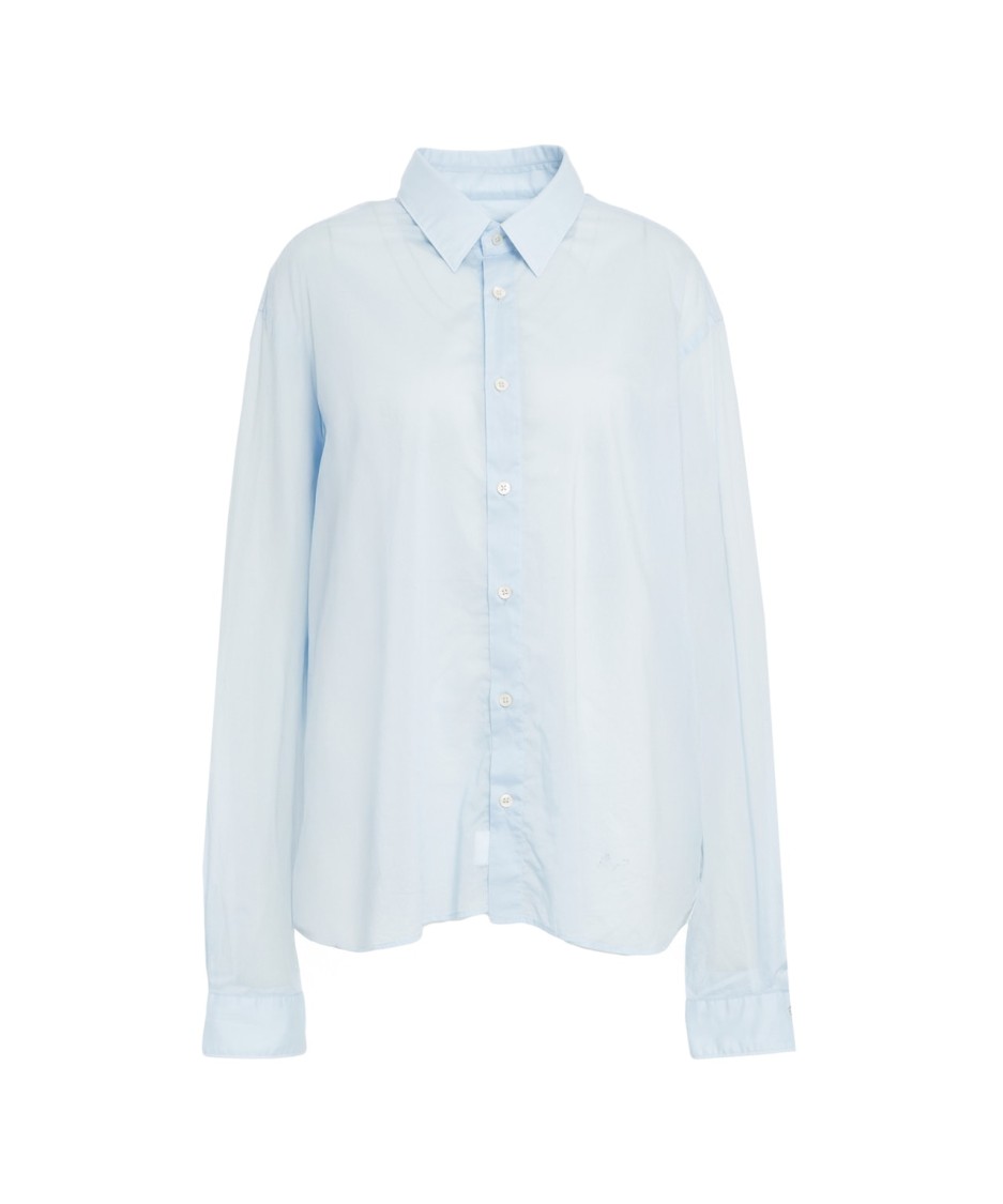 Robert Friedman Semi-transparent Cotton Shirt With Kent Collar In Blue