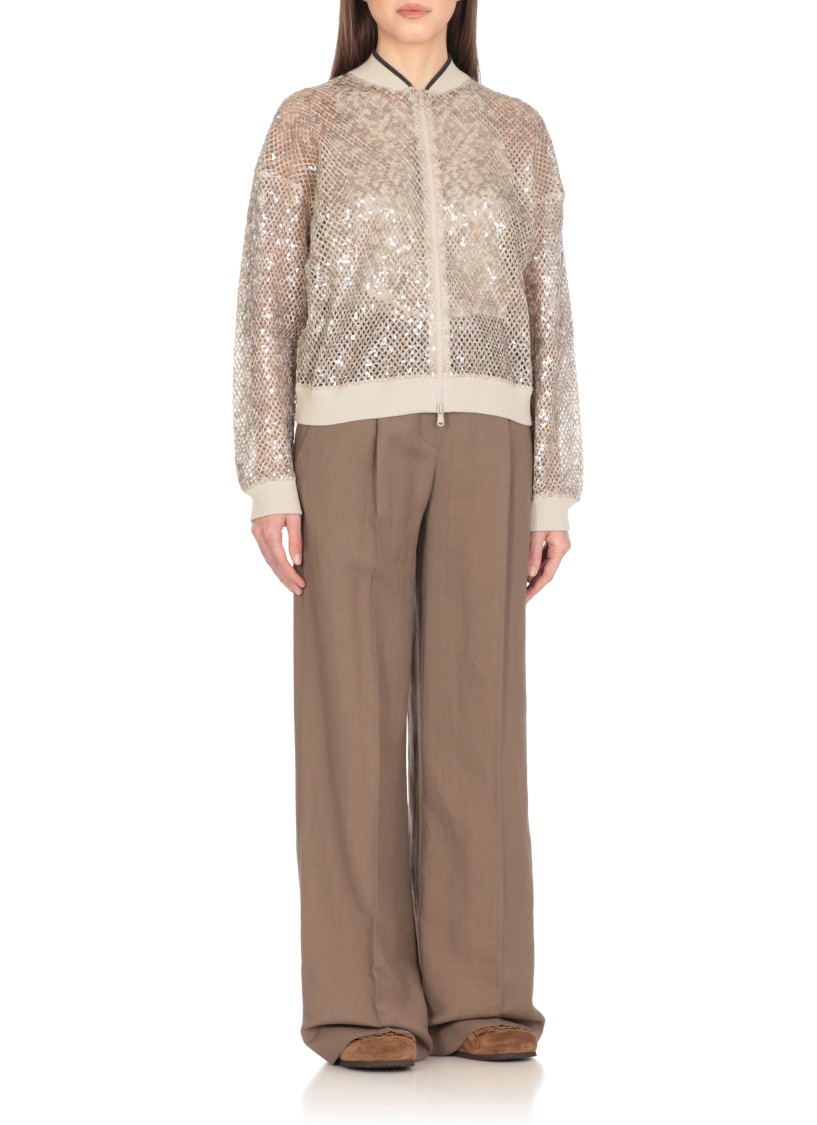 Brunello Cucinelli Long Sleeve Casual Jacket In Neutrals