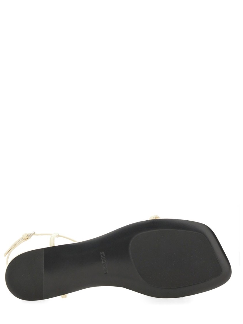 Shop Jil Sander Leather Sandals With Ankle Strap In White