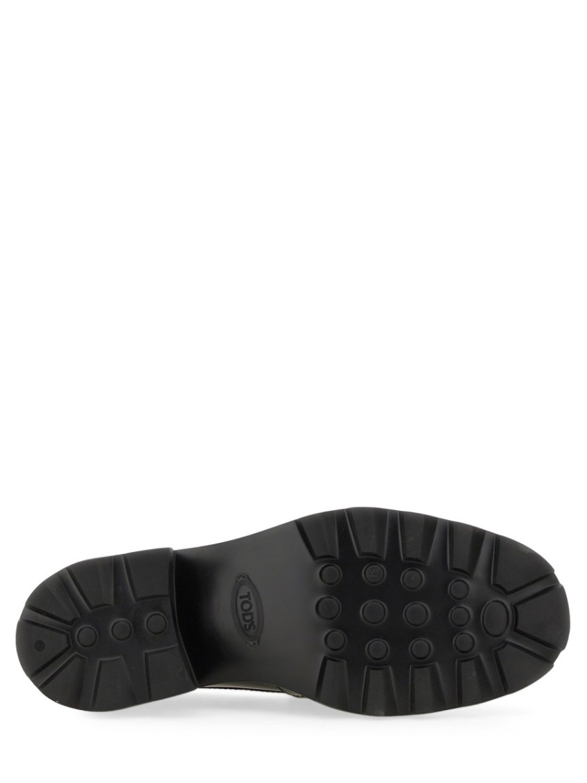 Tod's Shiny Leather Logo Buckle Chunky Loafers In Black