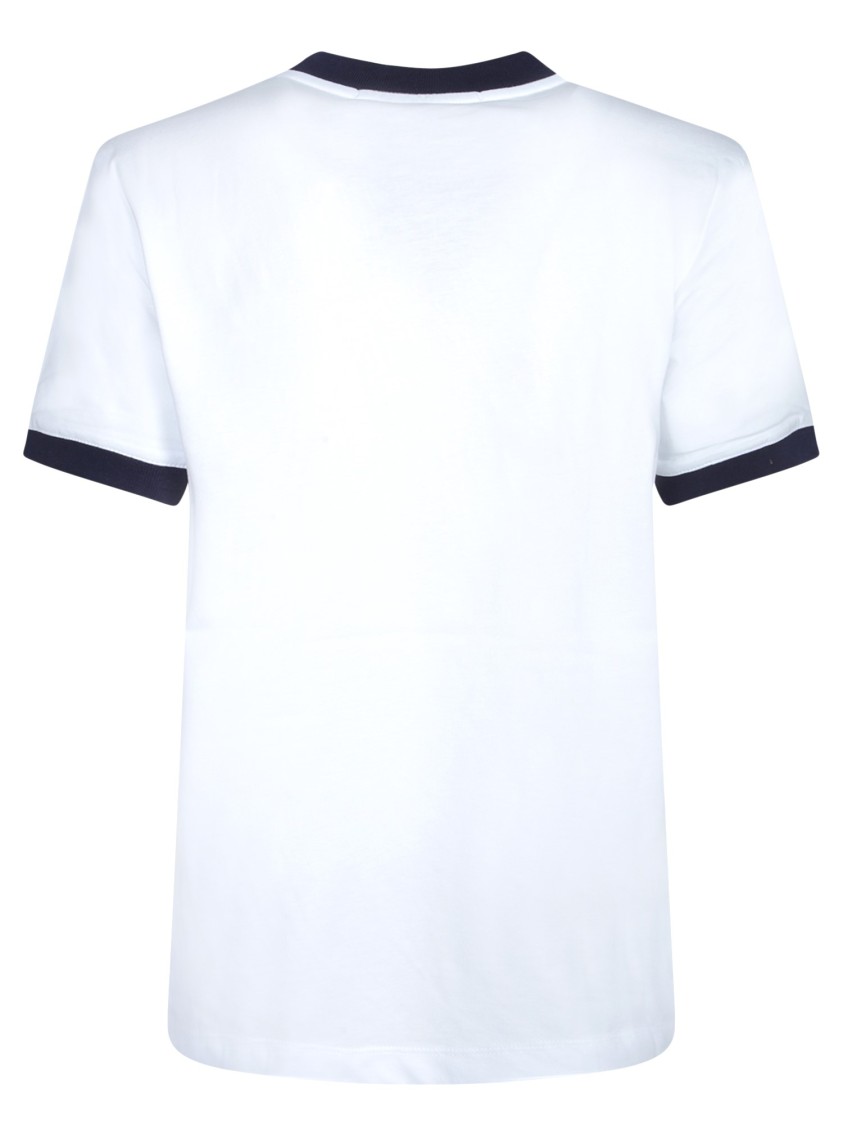 Msgm White Crewneck T-shirt With Logo Print On The Front In Cotton Woman In White