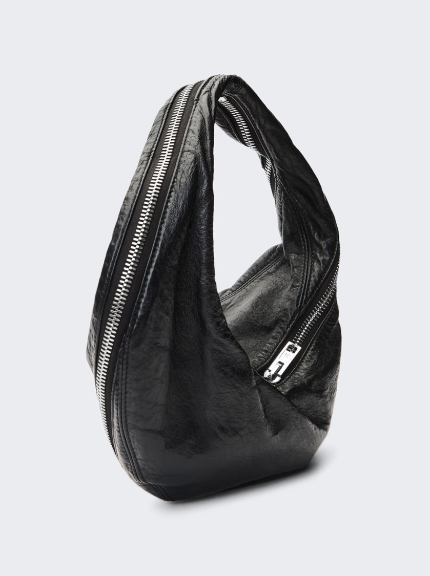 Alexander Wang Twyst Handle Bag In Memory Leather In Black