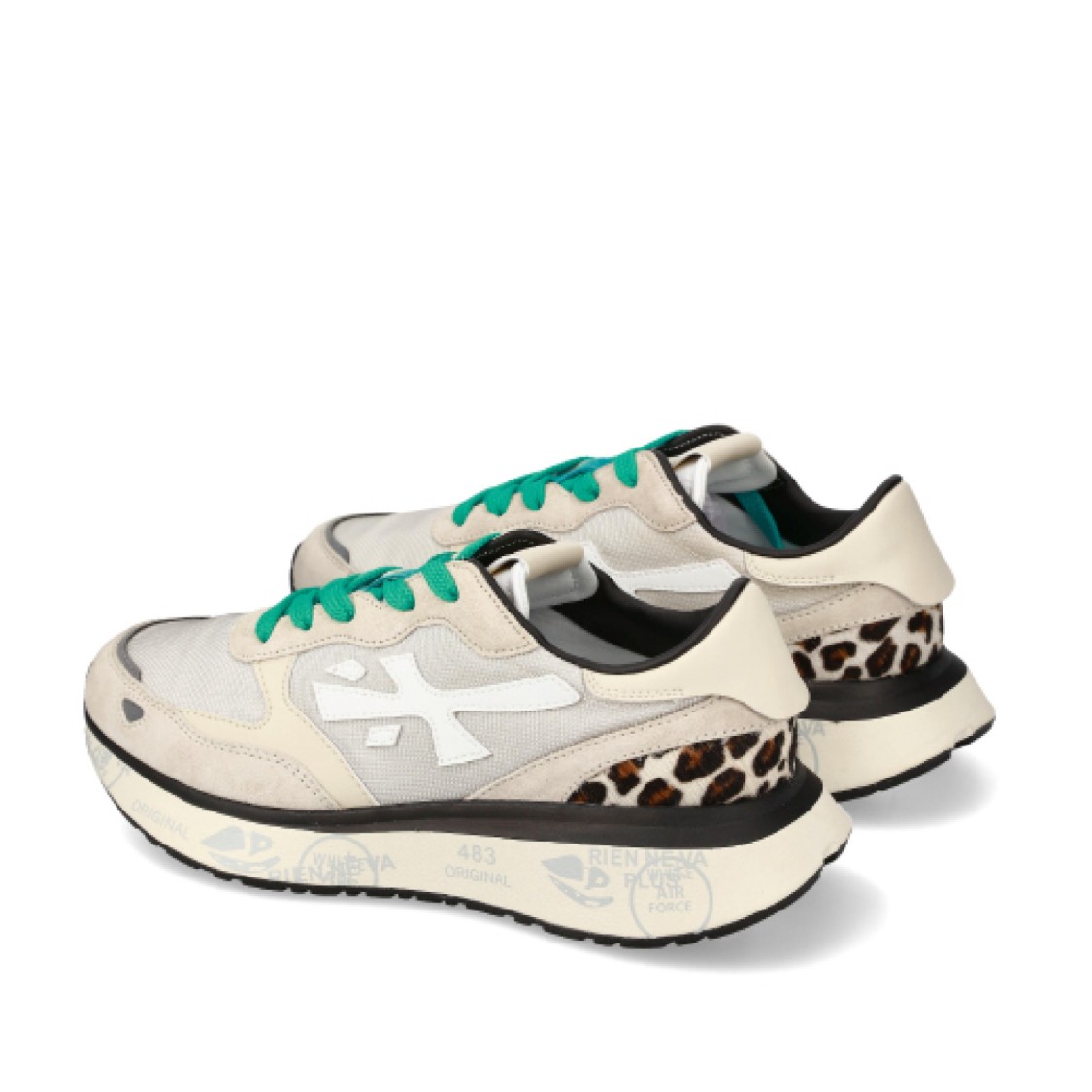 Premiata Low Top Sneakers With Animal Print Detail In Grey