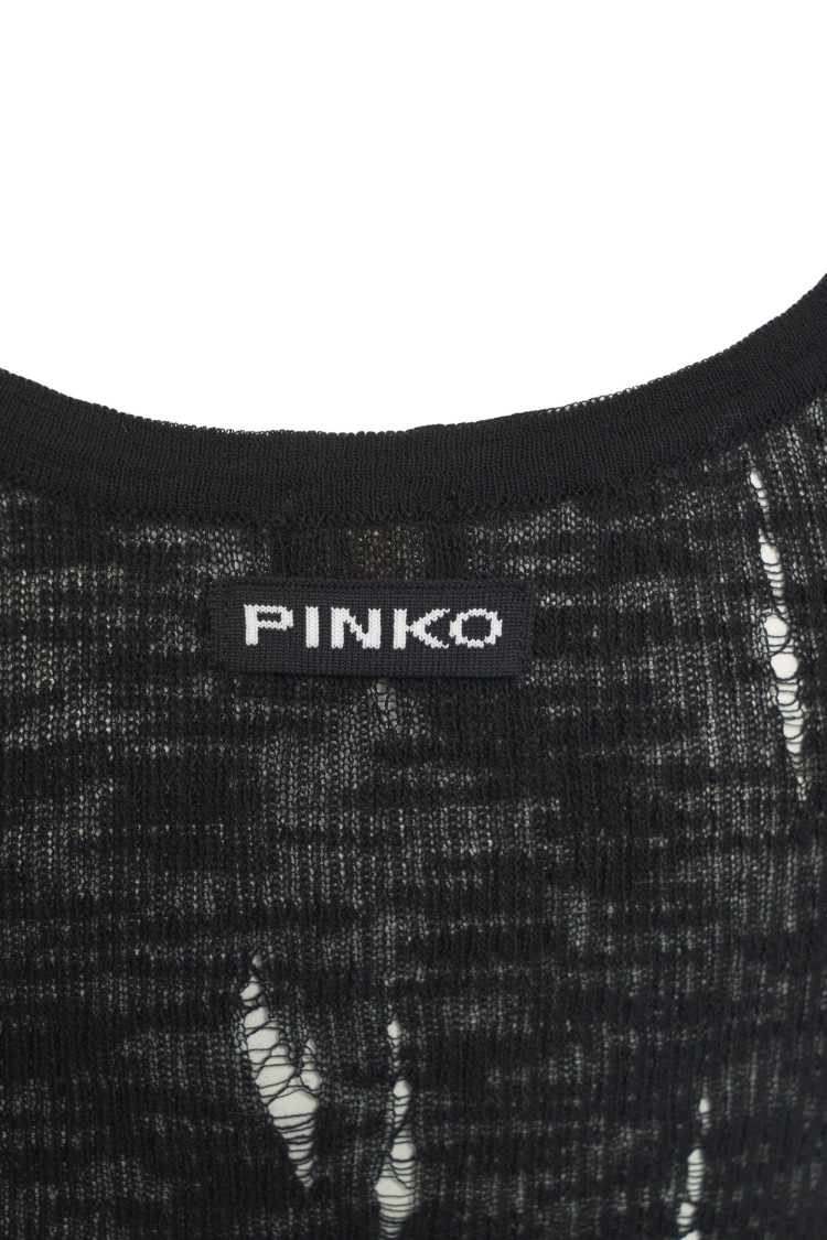 Shop Pinko Tank Top With Destroyed Details In Black