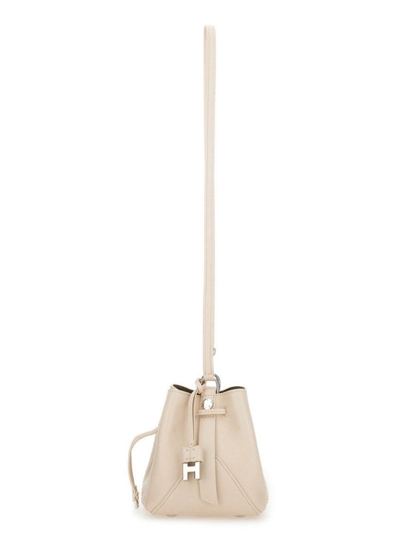 Hogan Hocket Mini Leather Bucket Bag In White