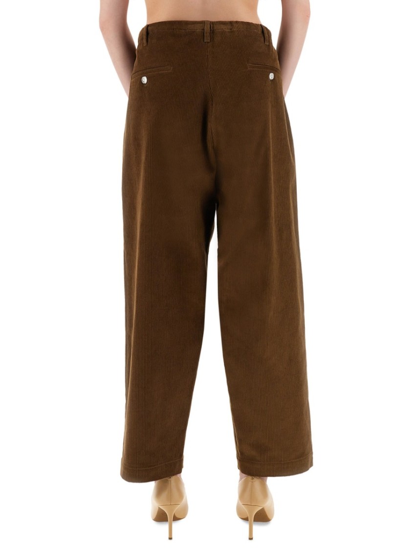 Moschino Brown Wide-leg Corduroy Pants With Drawstring Waist In Brown