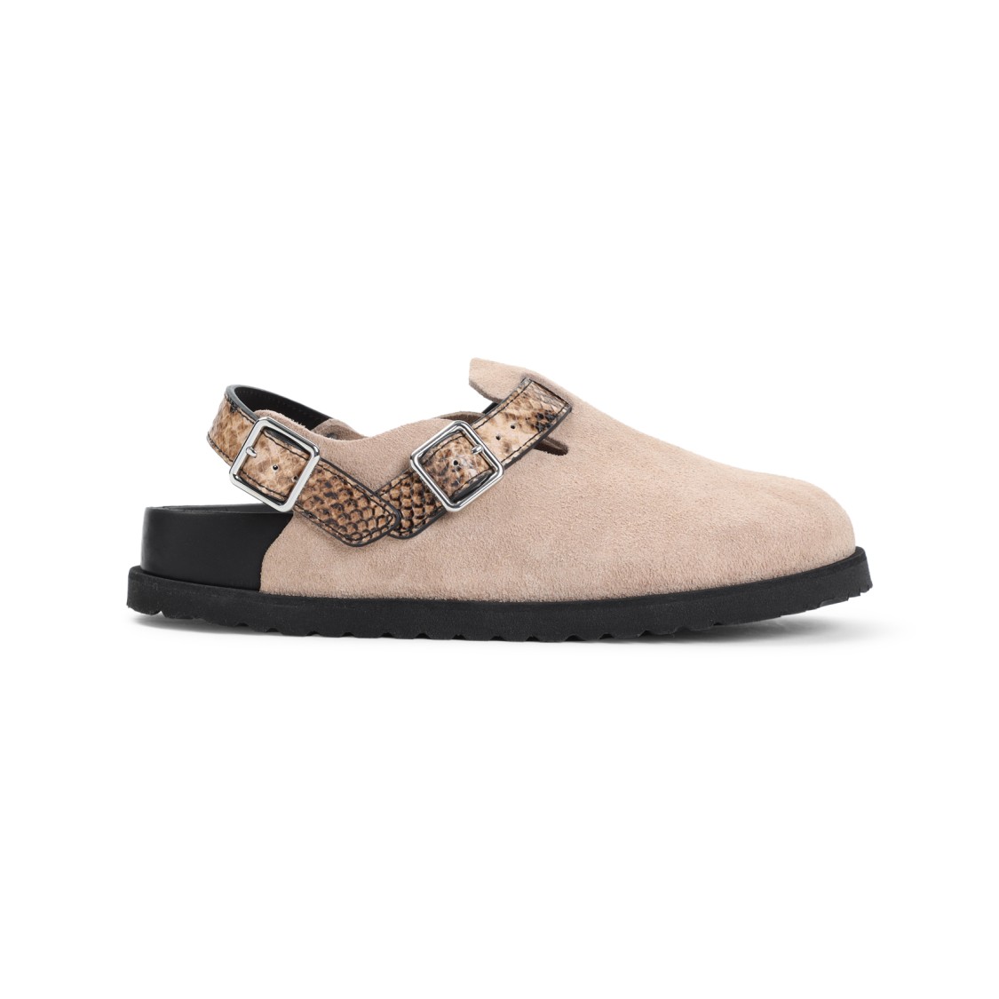 Shop Birkenstock 1774 Natural Beige Snake Suede Leather Tokio Sandals In Neutrals