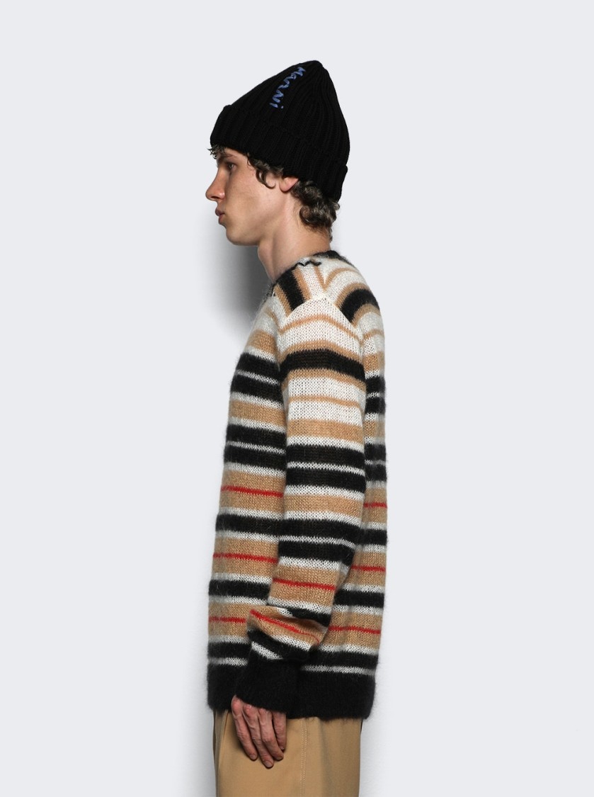 Marni Crew Neck Mohair Blend Sweater With Striped Pattern