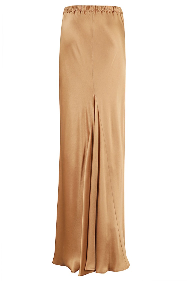 Antonelli Flared Biscuit Silk-blend Satin Maxi Skirt In Brown
