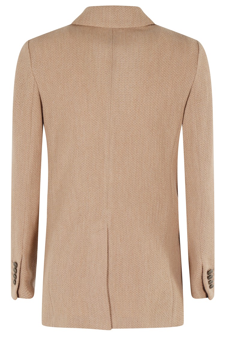 Circolo 1901 Double-breasted Wool Knit Blazer In Brown