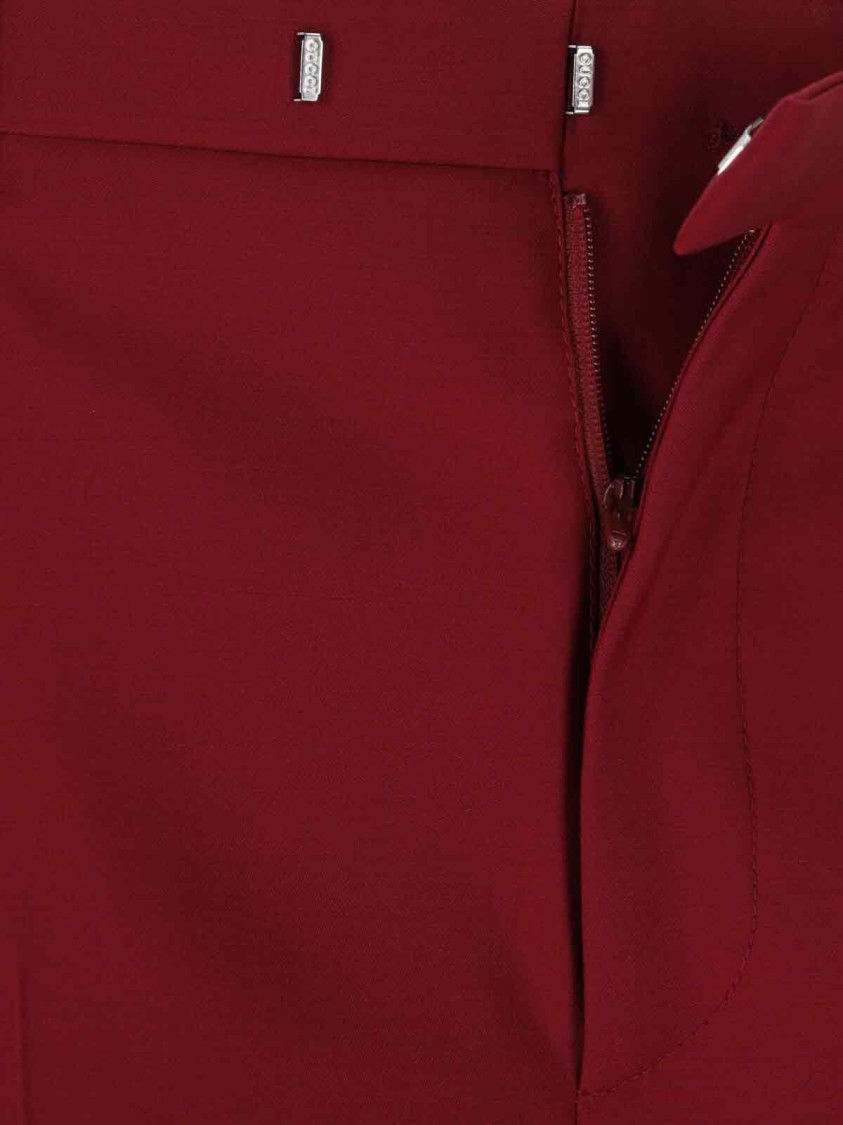 Gucci Wool Trousers With Front Pleats And Pockets In Red