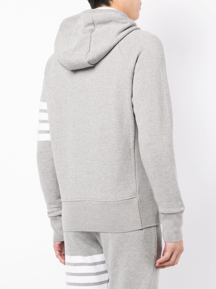 Thom Browne Mens Light Grey Striped Brand-patch Cotton-jersey Hoody In Grey