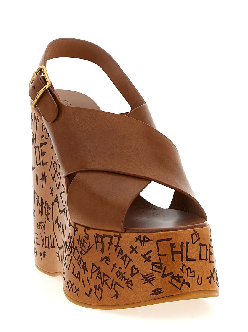 Chloé Maxime Leather Slingback Platform Sandals In Brown