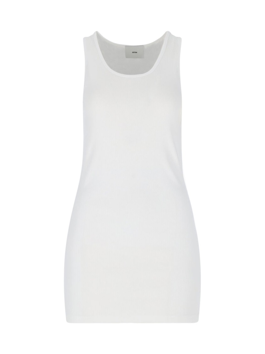 Shop Setchu Ribbed Logo Mini Dress – White