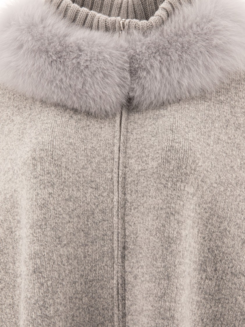Giovi Wool And Cashmere Poncho For Women In Gray
