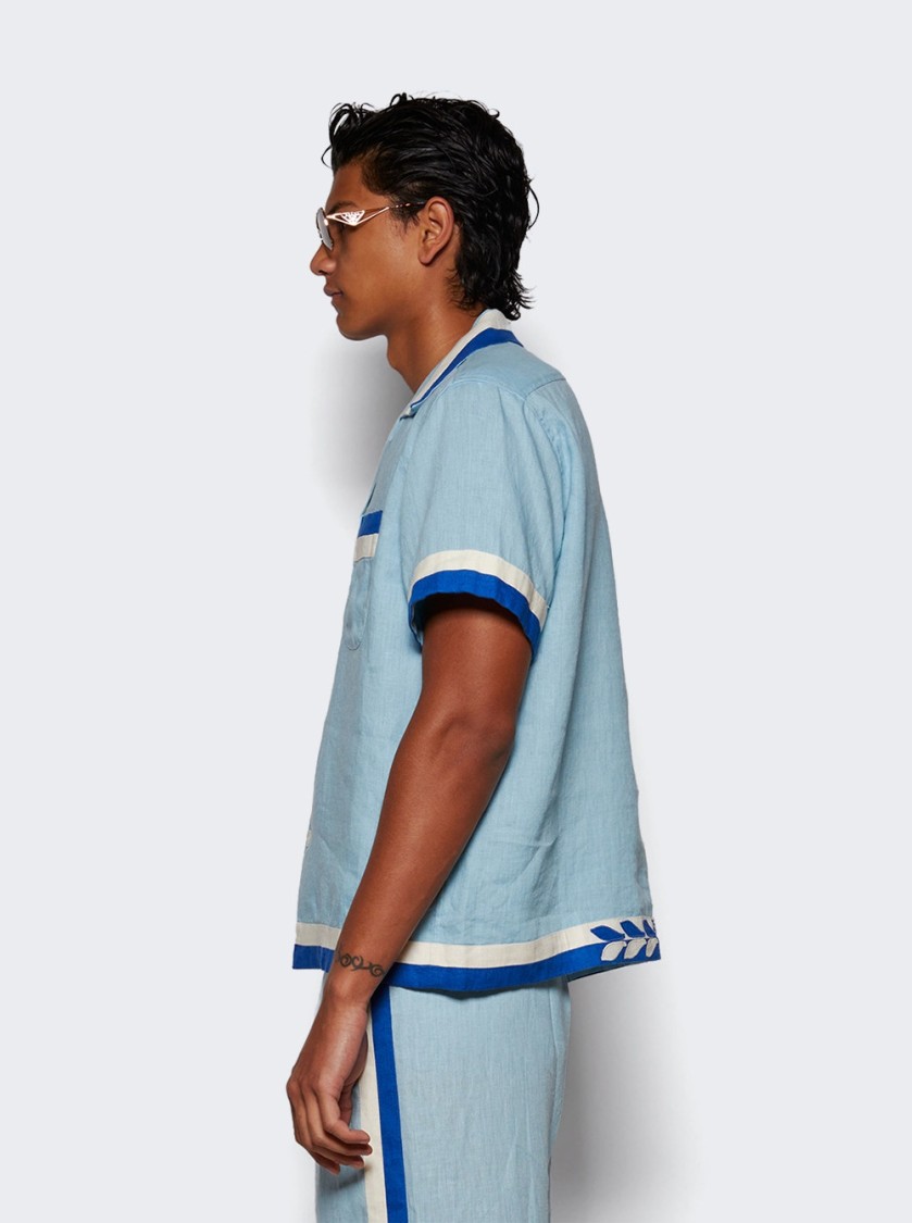 Bode Seedling Stripe Linen Camp Shirt
