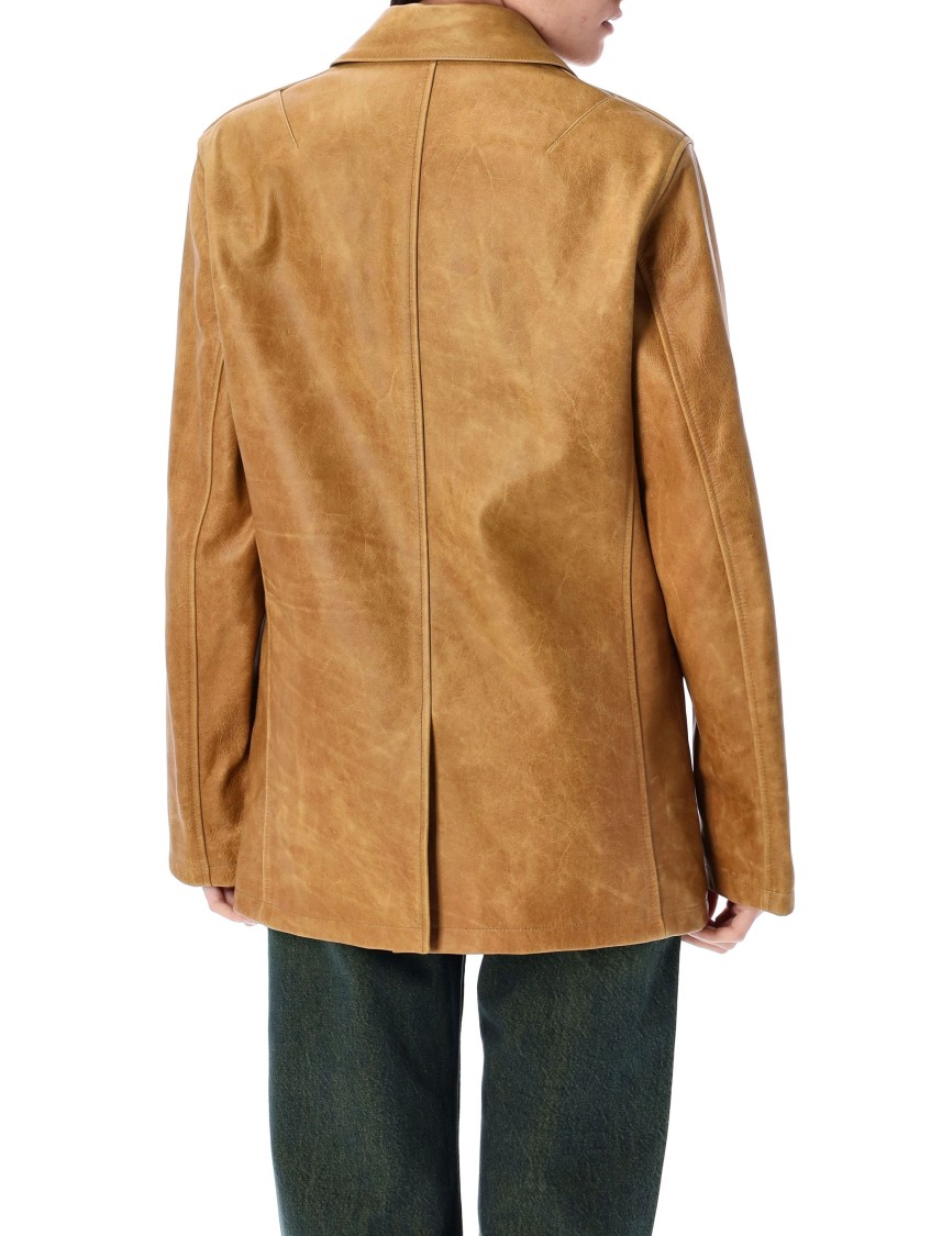 Shop Our Legacy Brown Leather Blazer With Tailored Silhouette