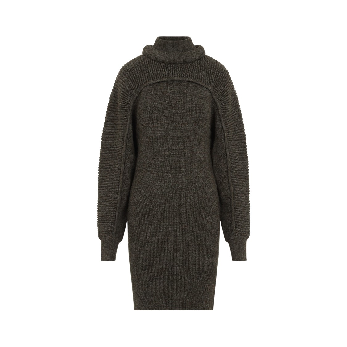 Isabel Marant Green Wool Fitted Turtleneck Dress In Green