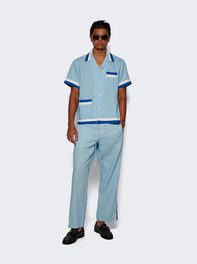 Bode Seedling Stripe Linen Camp Shirt
