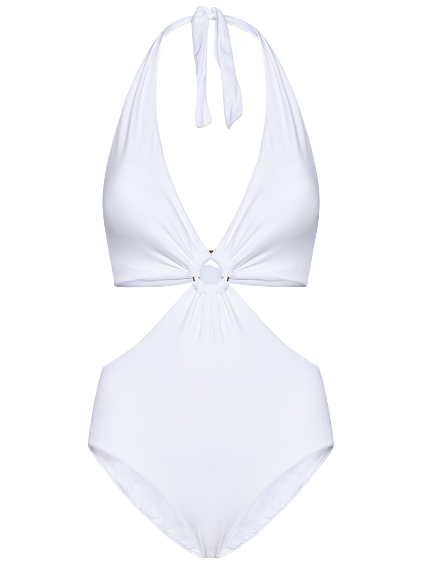 Fisico Cristina Ferrari Fisico White Microfiber Trikini With Gold Hardware