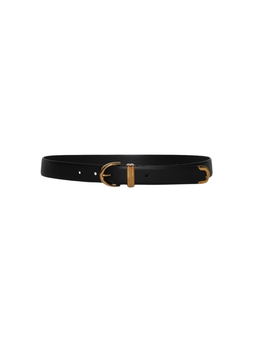 Khaite Bambi Skinny Belt With Gold Hardware Black In Black