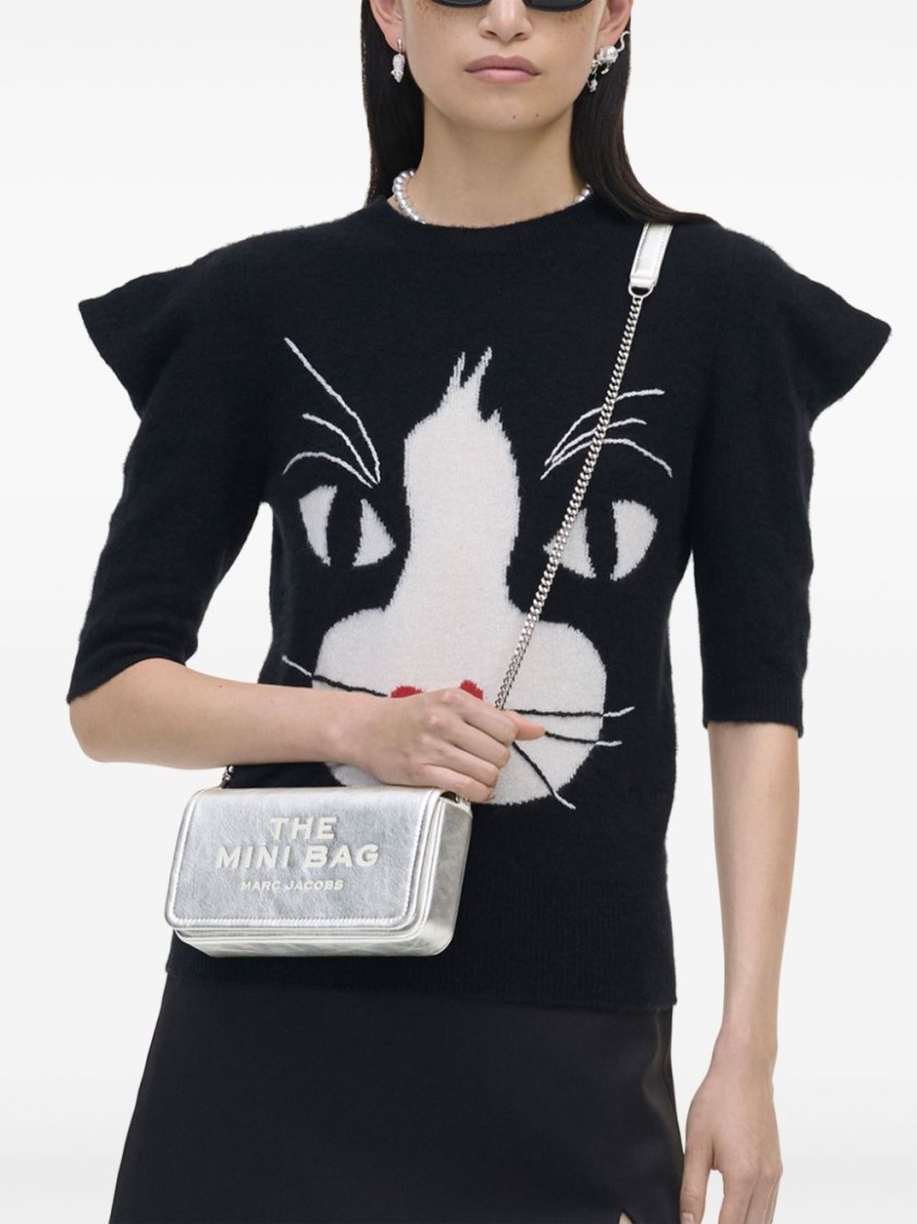 Marc Jacobs Metallic Silver Leather Foldover Bag With Chain-link Strap