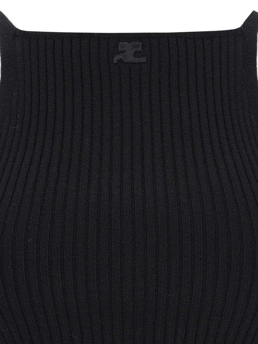 Courrèges Mockneck Light Rib Cropped Top