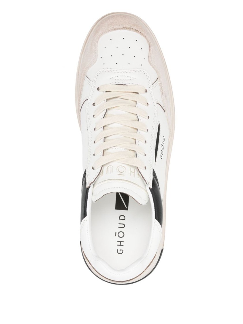 Ghoud Black Sneakers With Calfskin And Suede Accents In White