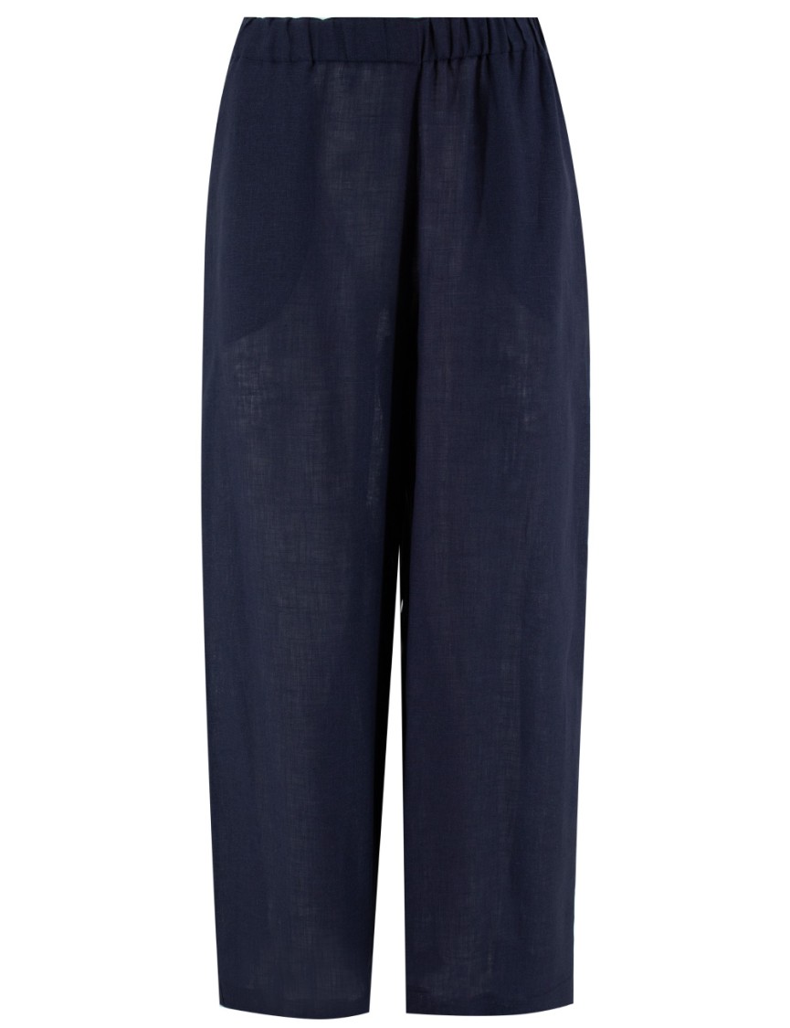 Fabiana Filippi Relaxed-fit Linen Trousers With Elastic Waistband In Blue