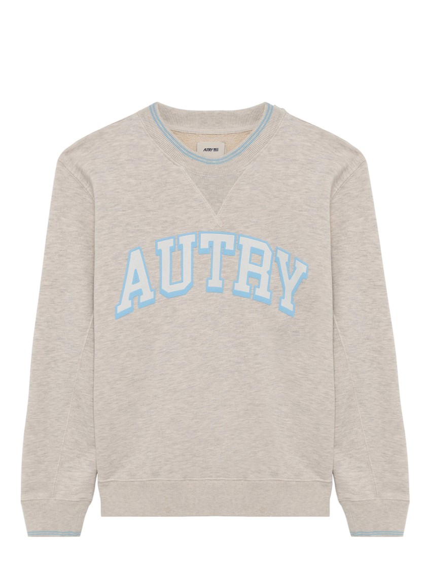 Autry Grey Cotton Blend College Sweatshirt With Screen-printed Graphic In Multi