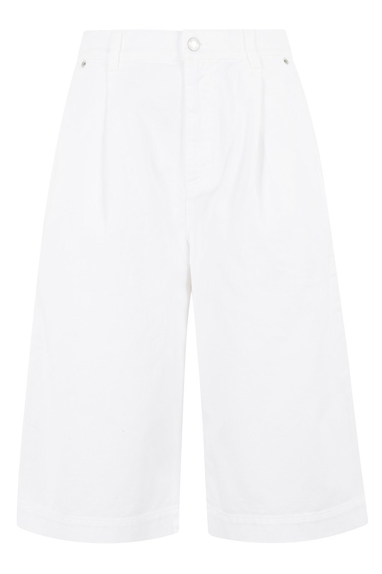 Moschino High-waisted White Denim Bermuda Shorts In White