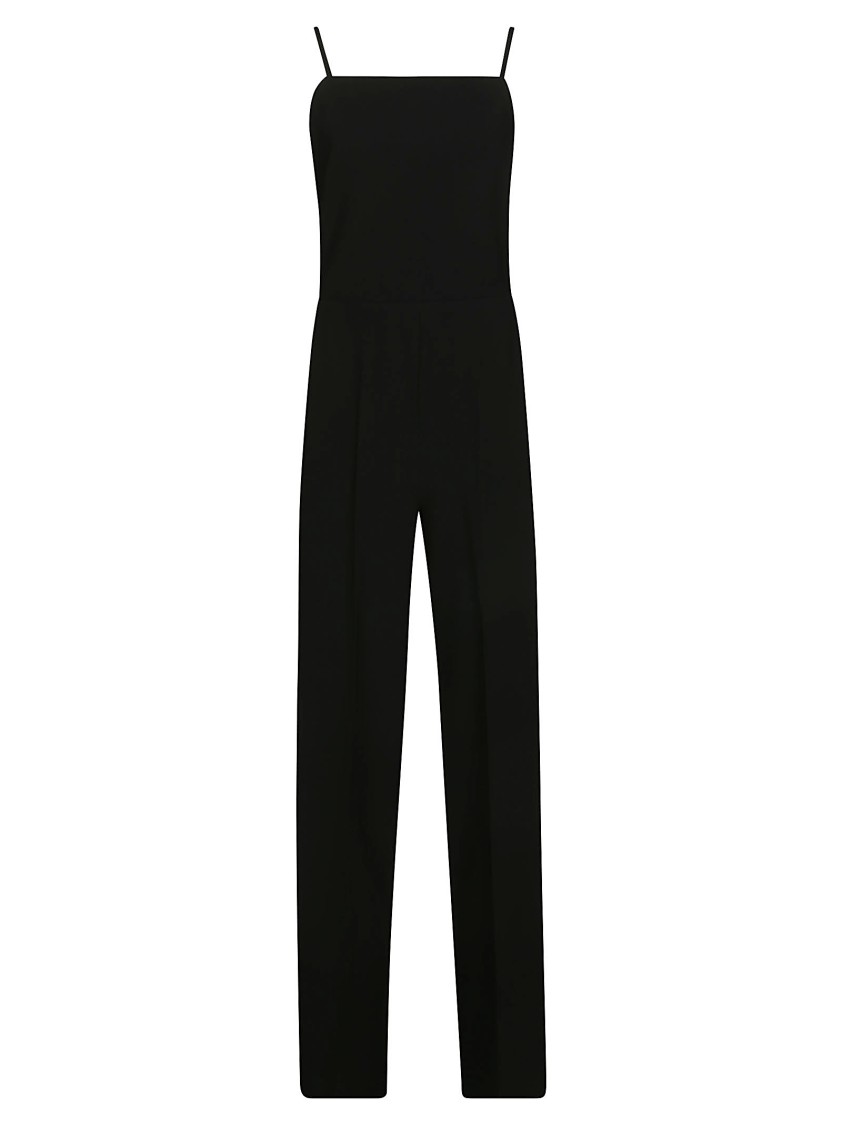 Max Mara Wide-leg Black Jumpsuit With Satin Contrast Panel