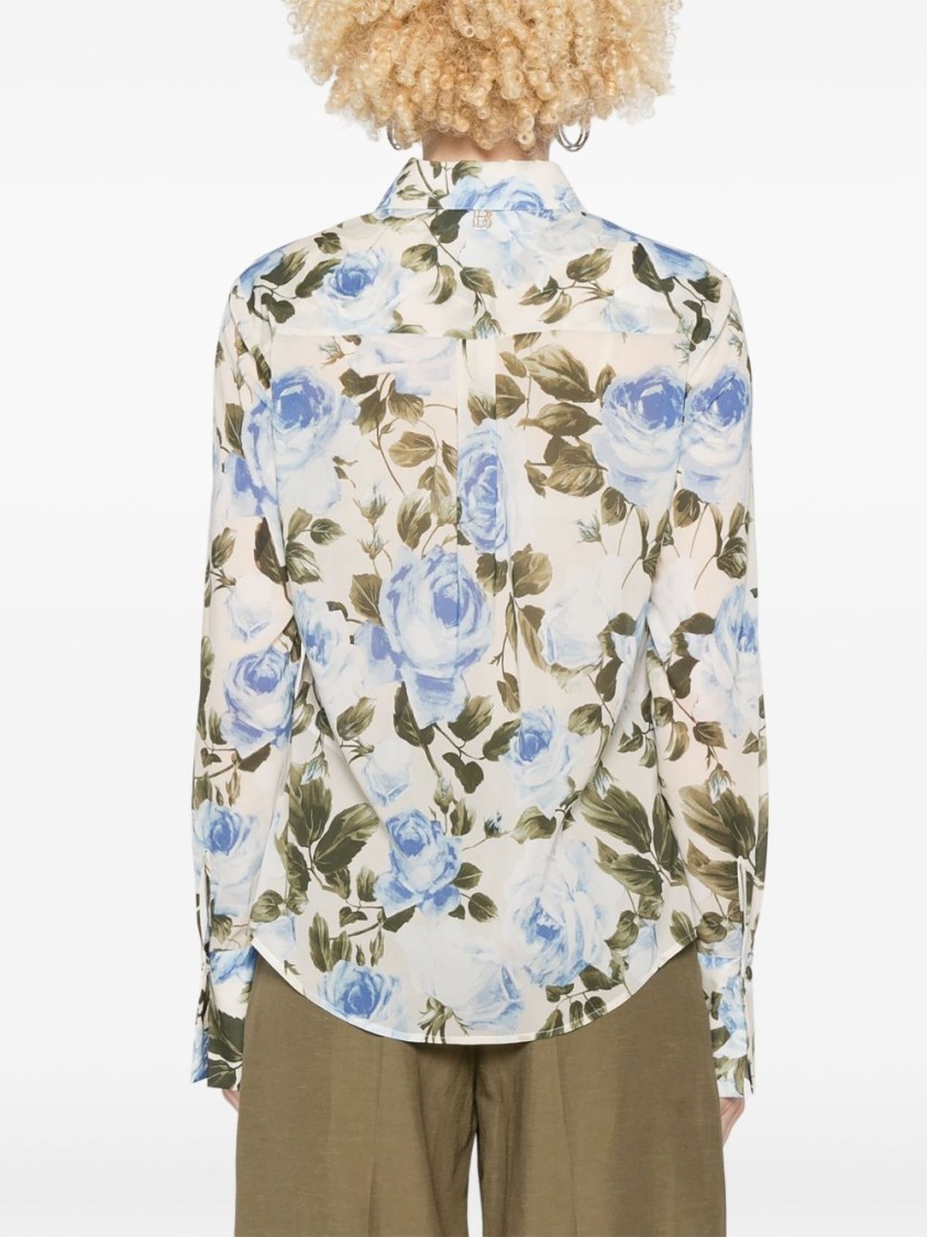 Shop Blugirl Long-sleeved Floral Print Shirt In Multicolor