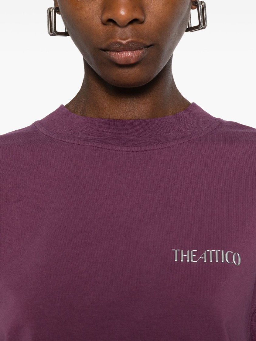 The Attico Fitted Purple Dress With Rubberised Logo Detail The Attico Fitted Purple Dress With Rubberised Logo Detail