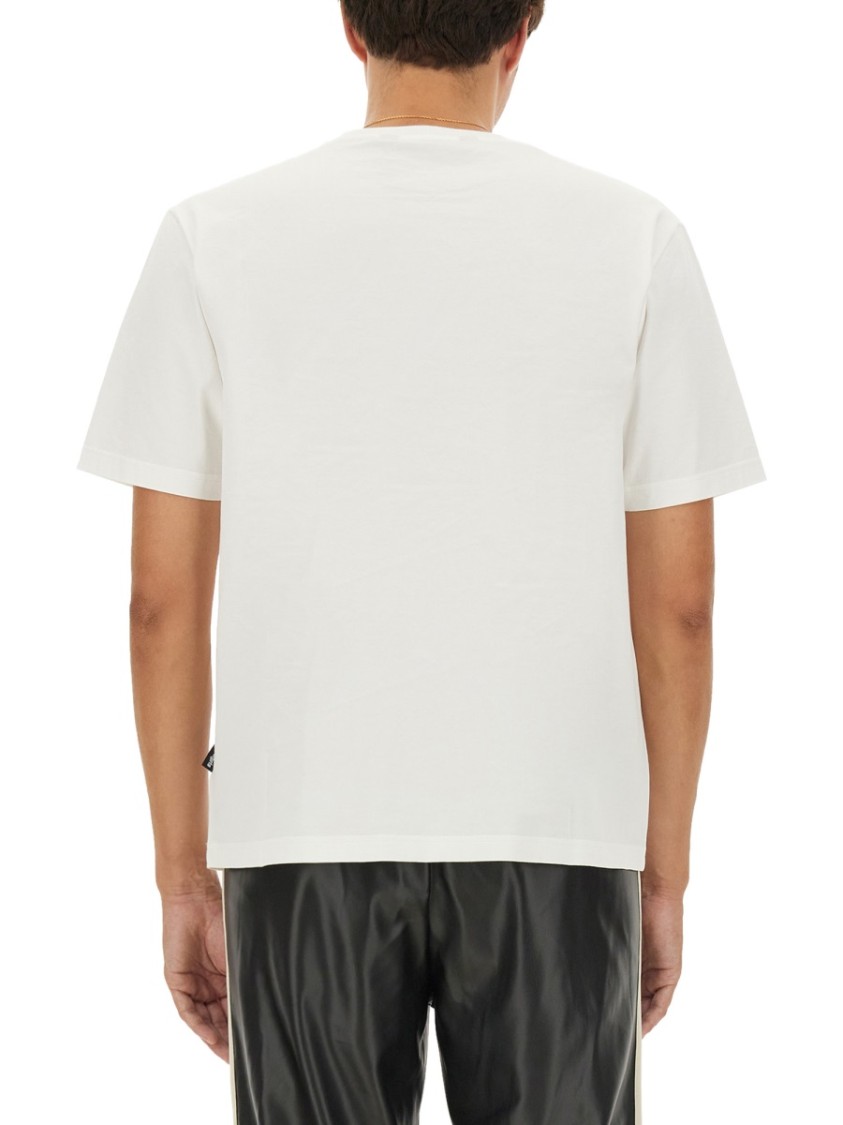 Palm Angels White Short-sleeved T-shirt With Monogram Pa Embroidery In White