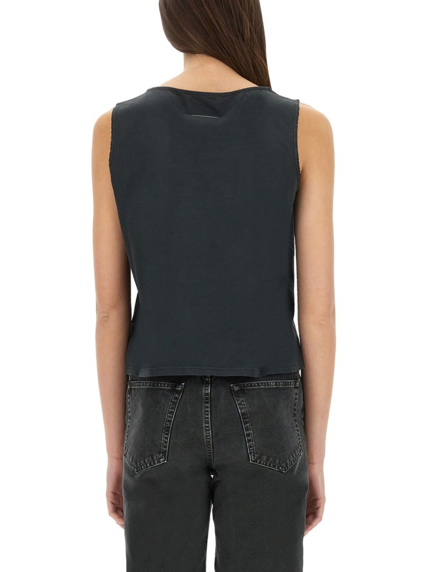 Mm6 Maison Margiela Cotton Sleeveless Tank Top With Round Hem