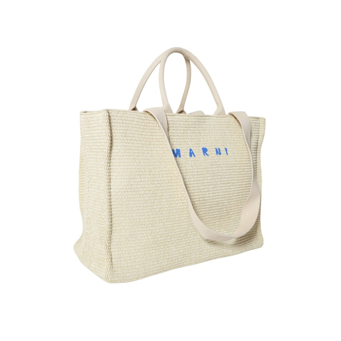 MARNI MARNI LARGE TOTE BAG IN CREAM RAFFIA EFFECT FABRIC
