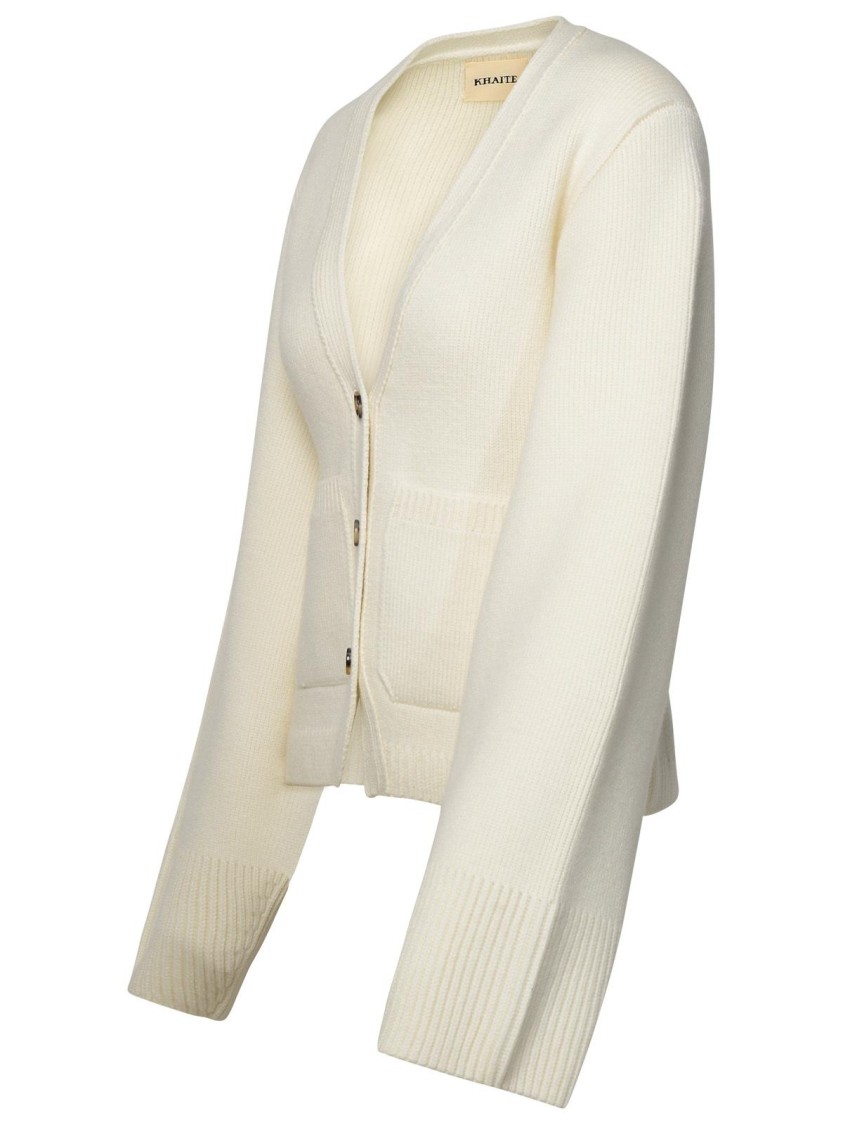 Shop Khaite 'scarlet' Ivory Cashmere Cardigan In Neutrals