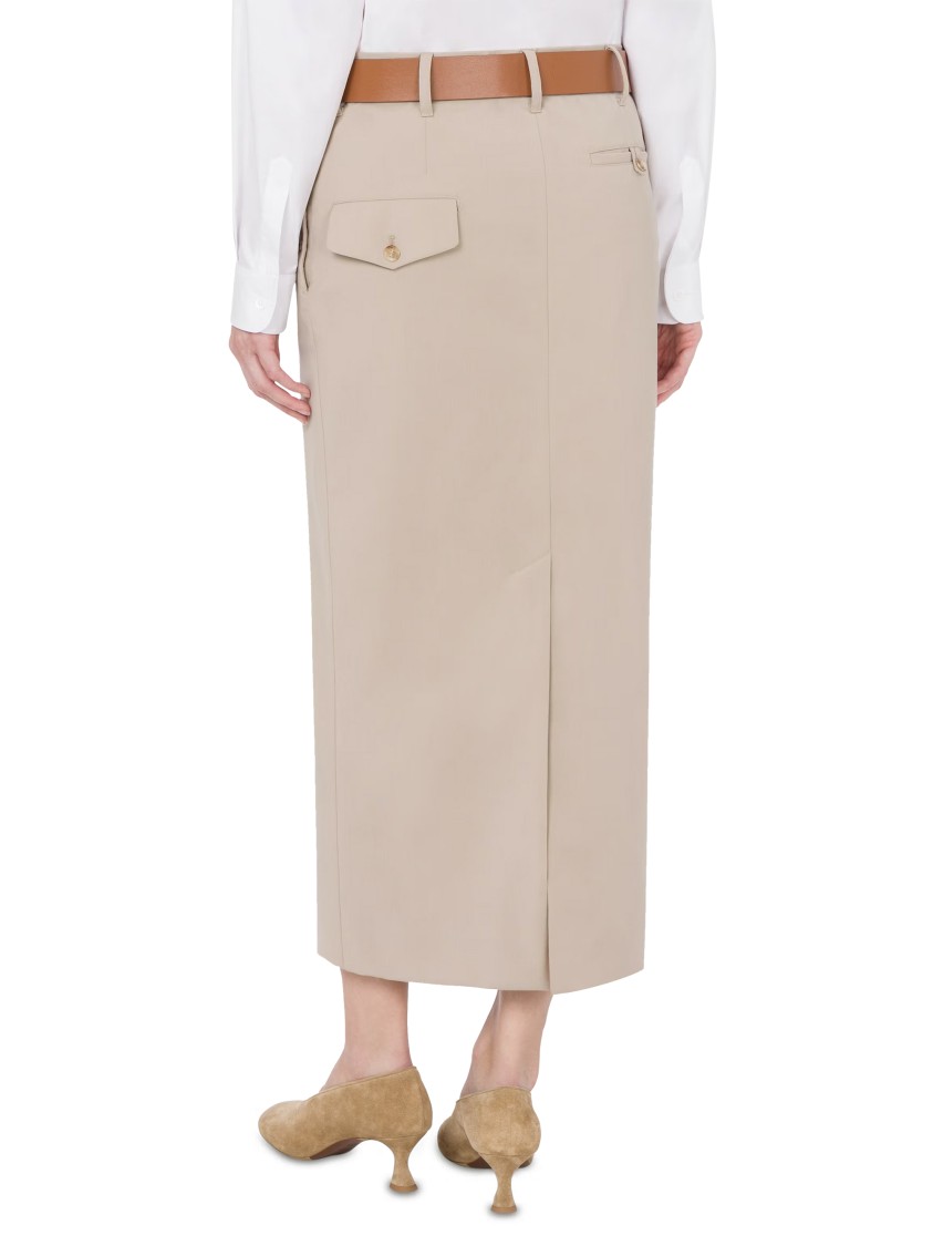 Moschino Wool Twill Skirt Tailored Twist In Neutral