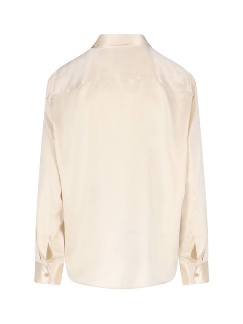 Khaite Panna Silk Shirt With Classic Collar And Curved Hem In Neutrals