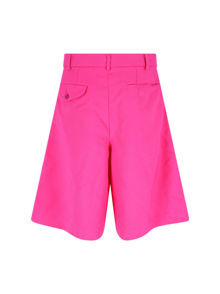 Comme Des Garçons High-waisted Pink Bermuda Shorts With Pleats And Pockets