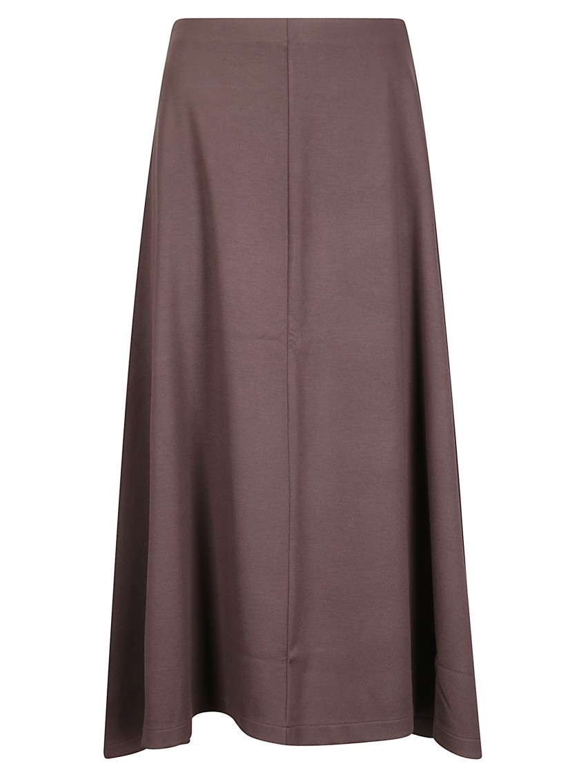 Hira Brown Flared Skirt In Heavy Fabric In Brown