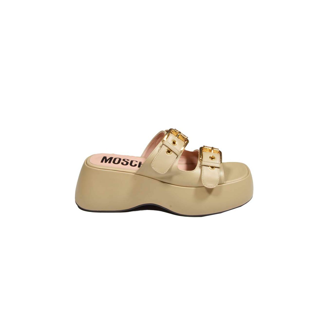 サンダル・ミュール Moschino Beige Leather Platform Buckles Sandals Moschino Beige Leather Platform Buckles Sandals | ModeSens