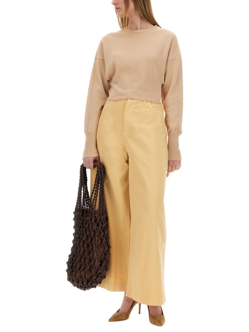 Shop Alysi Cropped Knit Top In Brown