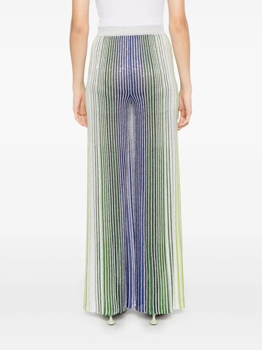 Missoni Vertical Stripe Pants With Pleated Texture In White
