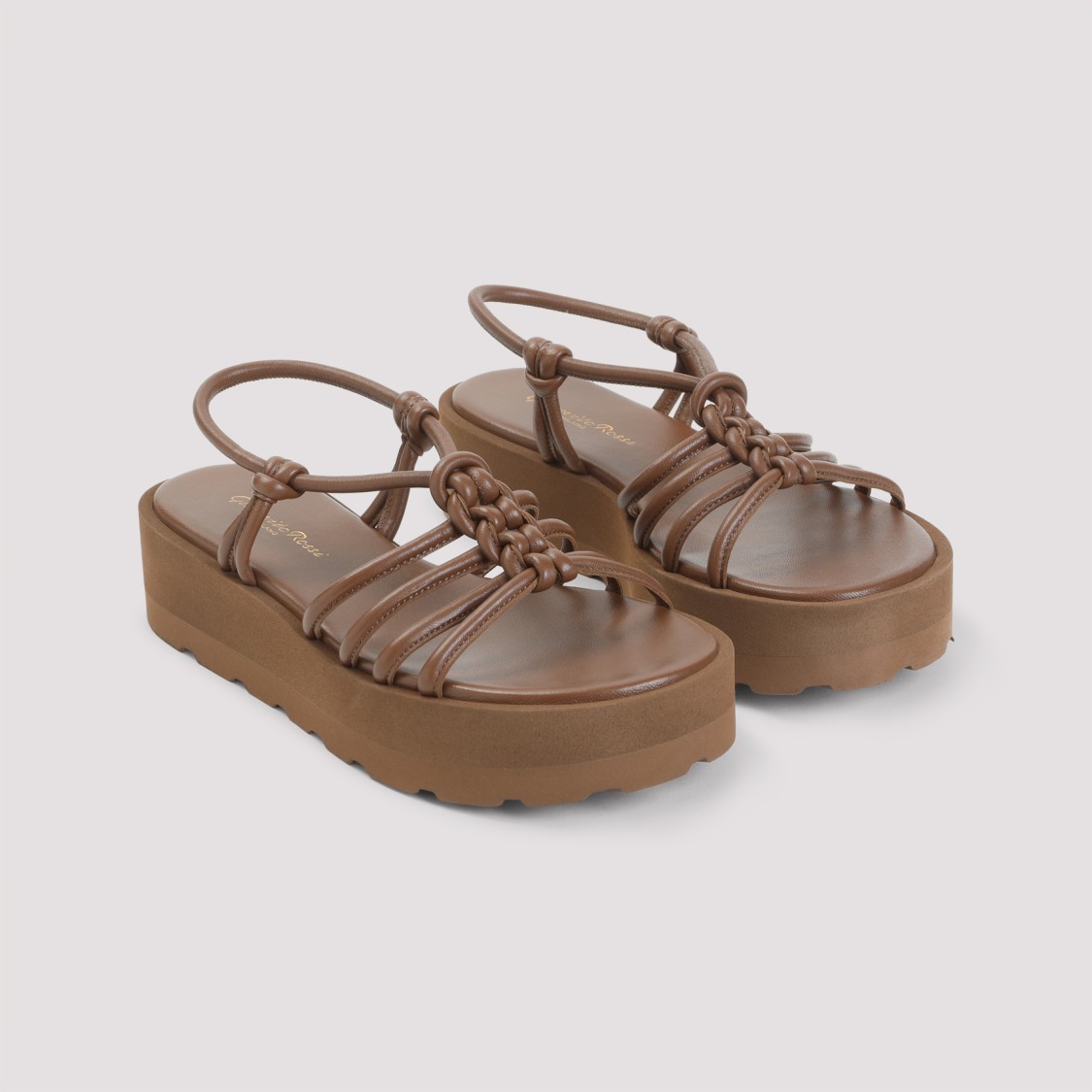 Gianvito Rossi Camel Brown Caged Slingback Sandals In Brown