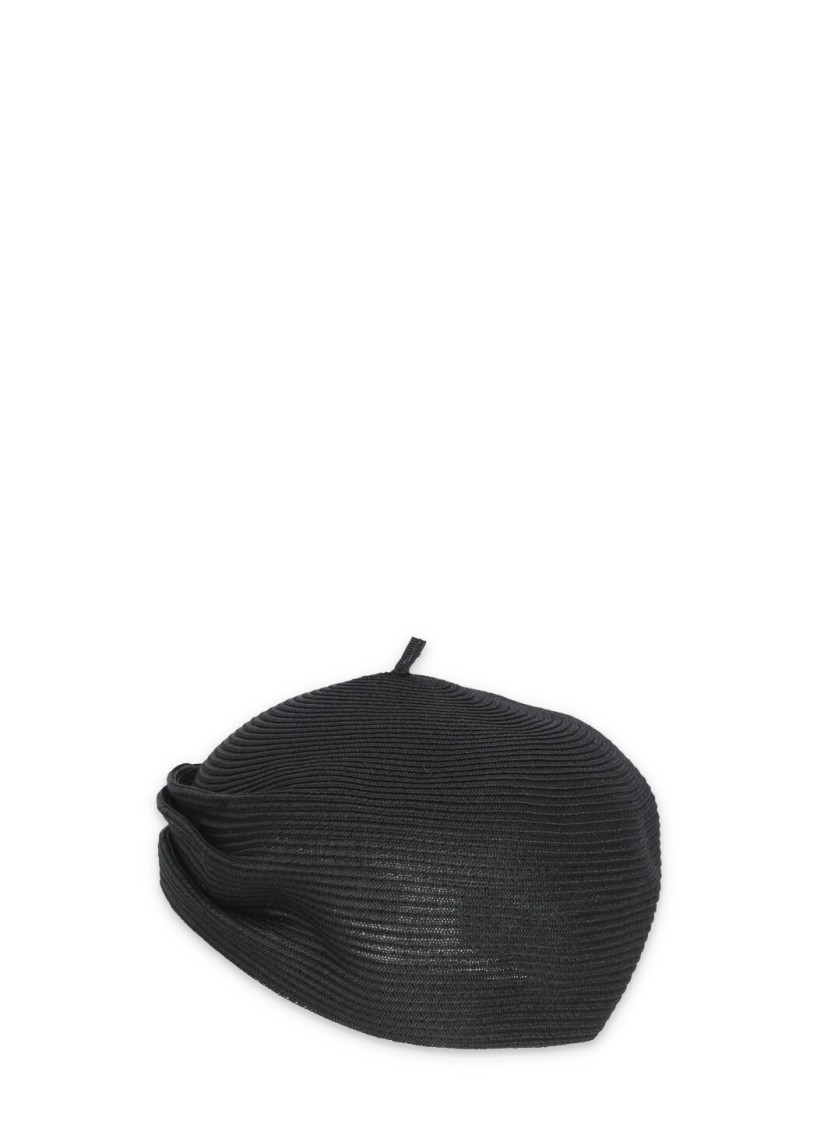 Y's Black Raffia Hat In Black